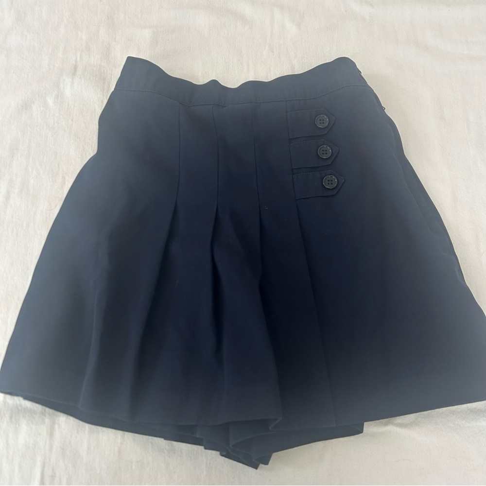 Girls Navy Pleated Uniform Skort with Side Button Size 12